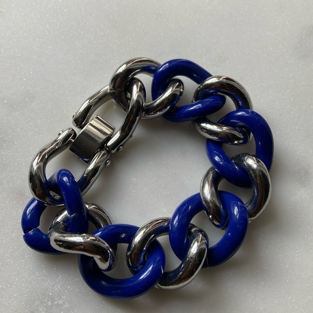 LOFT Cobalt Blue And Silver Colored Chain Bracelet